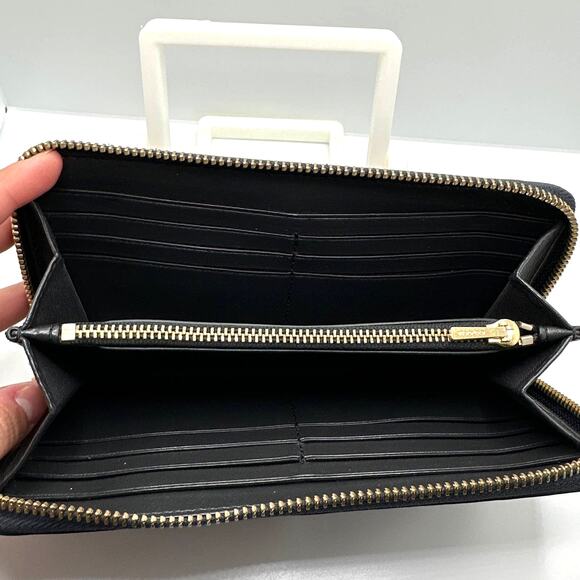COACH Black Accordion Zip Wallet Monogram - Picture 6 of 9